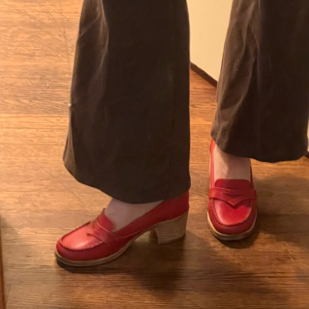 Red Swedish Hasbeens loafers